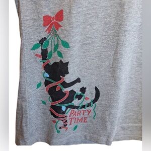 Life Is Good Gray Long Sleeve Tee with Whimsical Cat Detailing